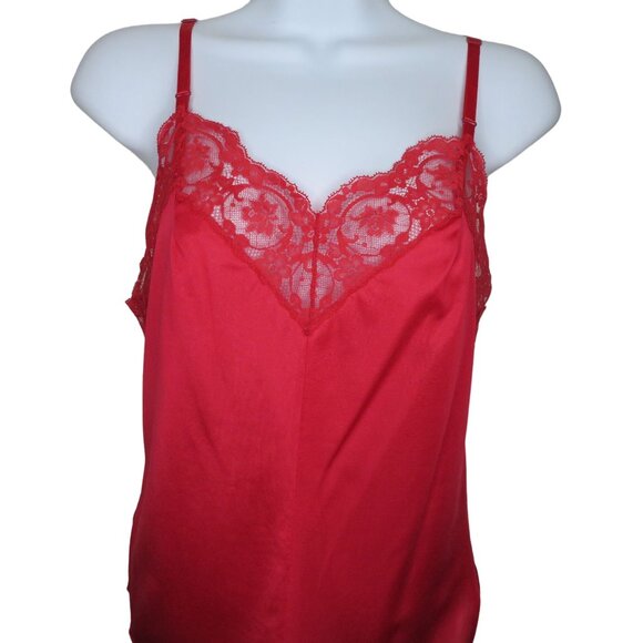Vintage Olga Red Lace Trim Nylon Camisole Size Small 32 Made In USA - Picture 2 of 12